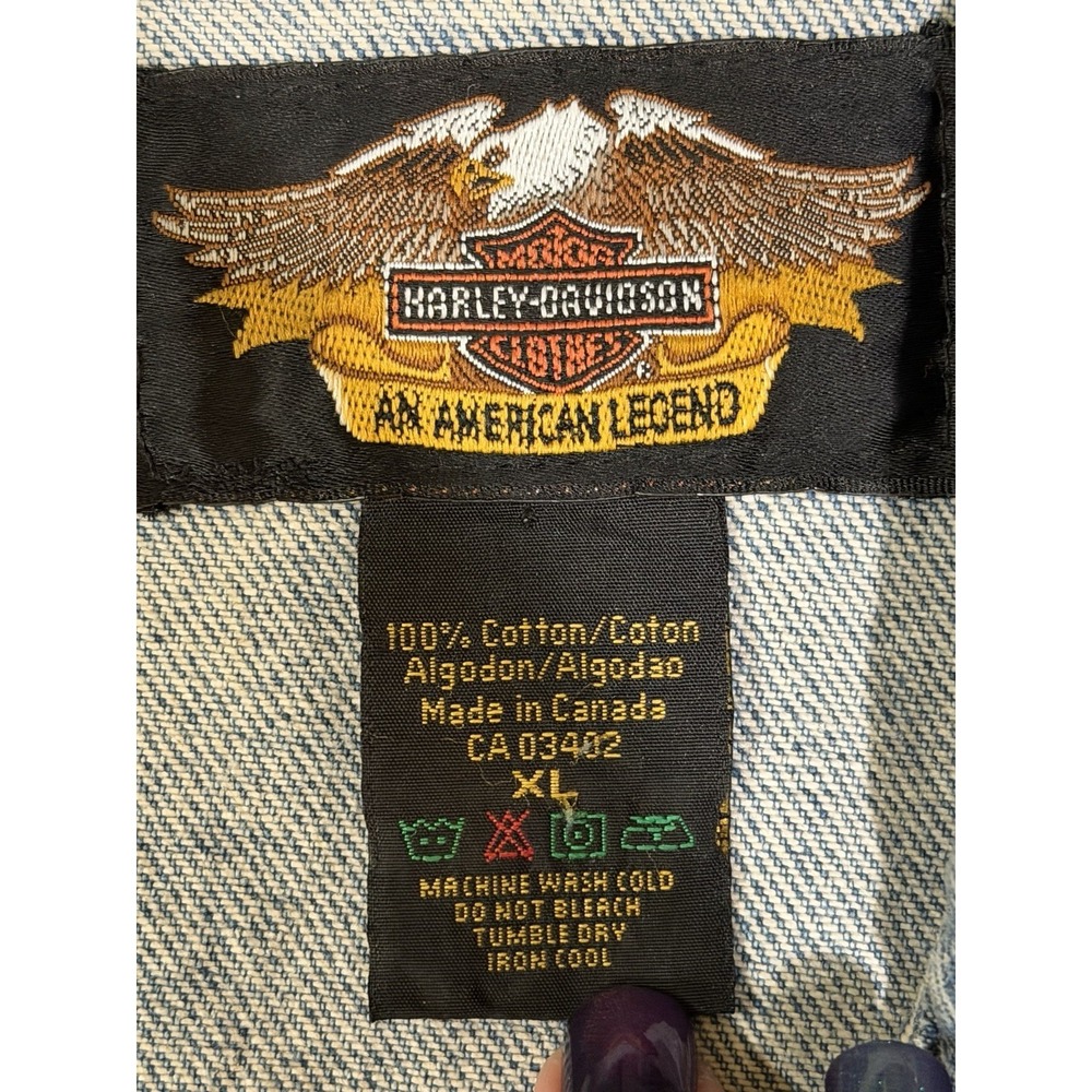 Harley-Davidson Denim Vest XL 100% Cotton Excellent Condition American Legend - Picture 6 of 9